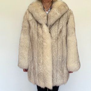 Vintage Silver Fox Fur Coat side Small/Medium